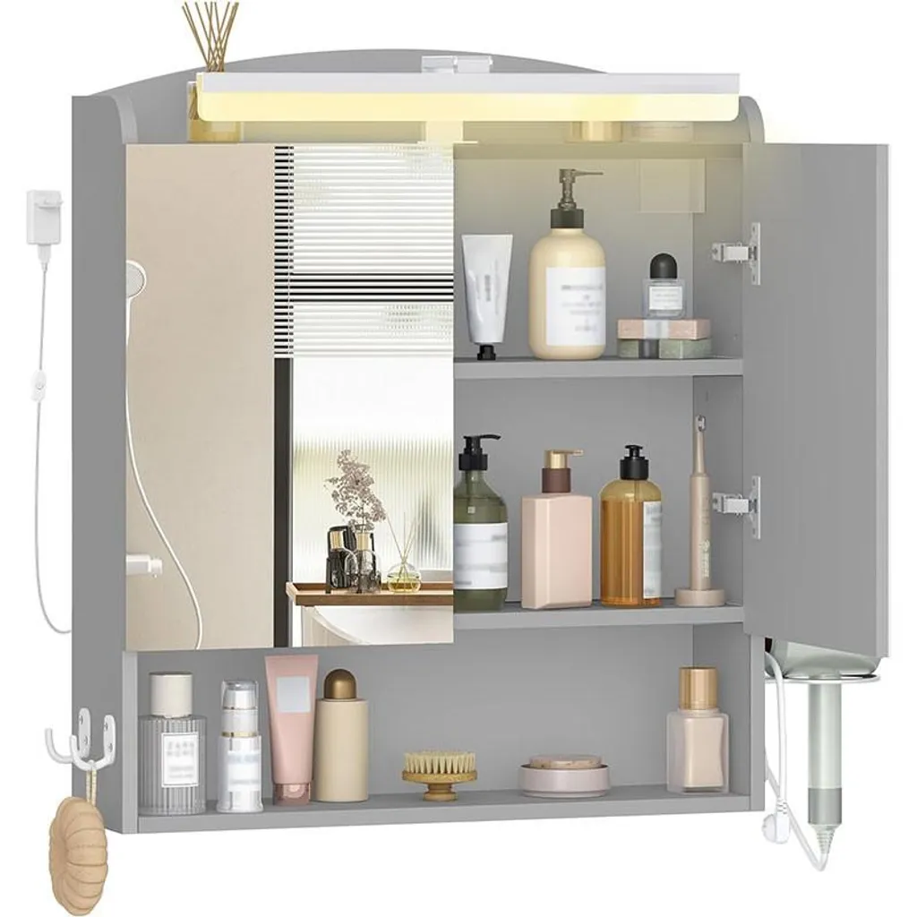 Armoire de toilette avec miroir MC10027XEU 16,5x60x68,5 cm Gris