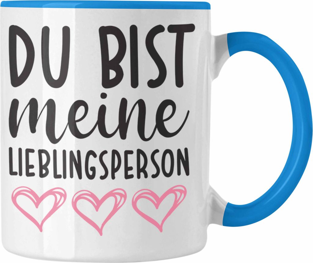 Trendation - Lieblingsmensch Lieblingsperson Tasse Geschenk Beste Freundin Freund Tasse mit Spruch (Blau)