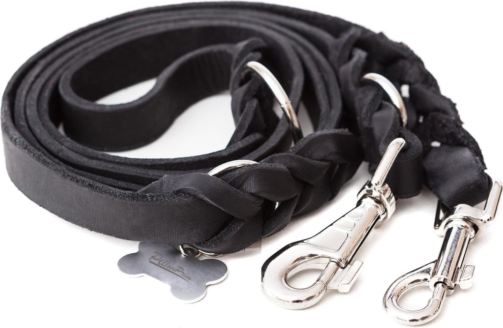 Leder Hundeleine Aus Vollrindleder 2.5m - Doppelhaken Für Große Hunde