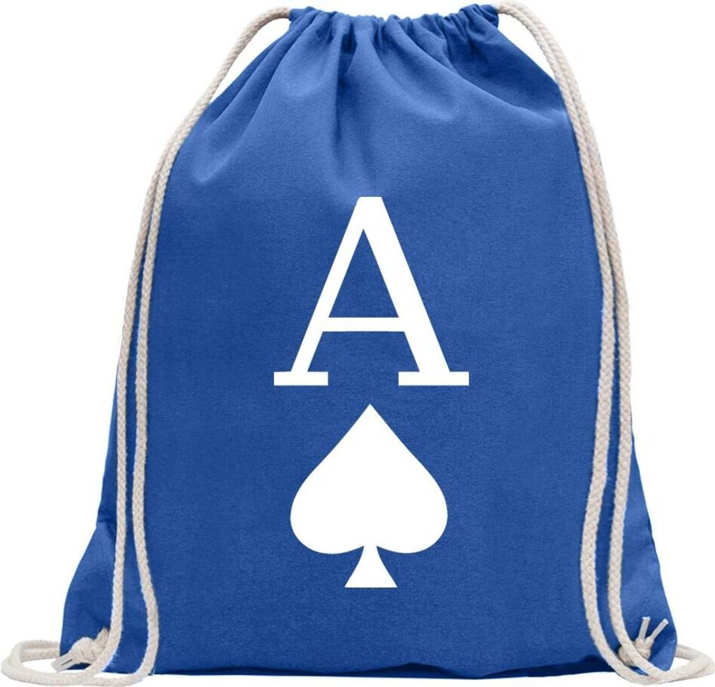 Kiwistar - Turnbeutel - royal - Pik Ass Spielkarte - Fun Rucksack Sport Beutel Gymsack Baumwolle mit Ziehgurt