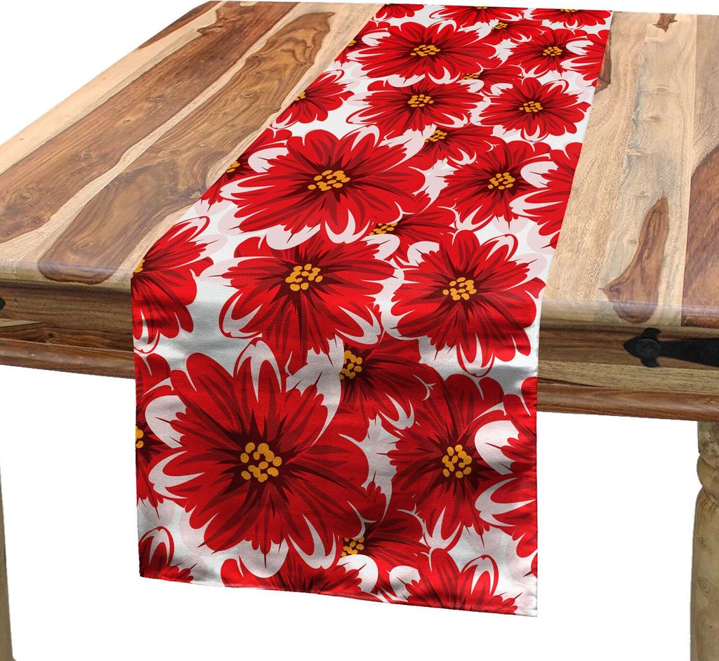 ABAKUHAUS Blume Tischläufer, Blühende Natur unter dem Motto Frischer, saisonaler, romantischer Frühlingsblumenstrauß, 40 x 225 cm, Baby Pink Zi...