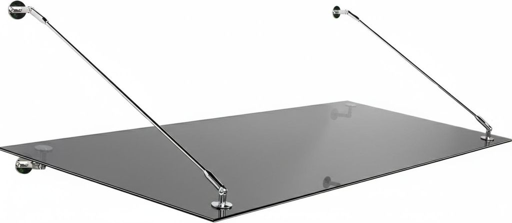 Glaszentrum Hagen 120x90 cm Glasvordach Grau V2A-STB Produktbild 