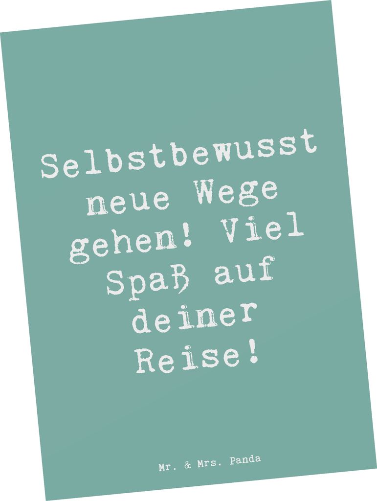 Mr. & Mrs. Panda Postkarte Spruch Alleine Reisen unternehmen - Meeresbrise - Geschenk, Postkarten, Trost, Lebensfreude, Vertrauem, Ansichtskarte, M...