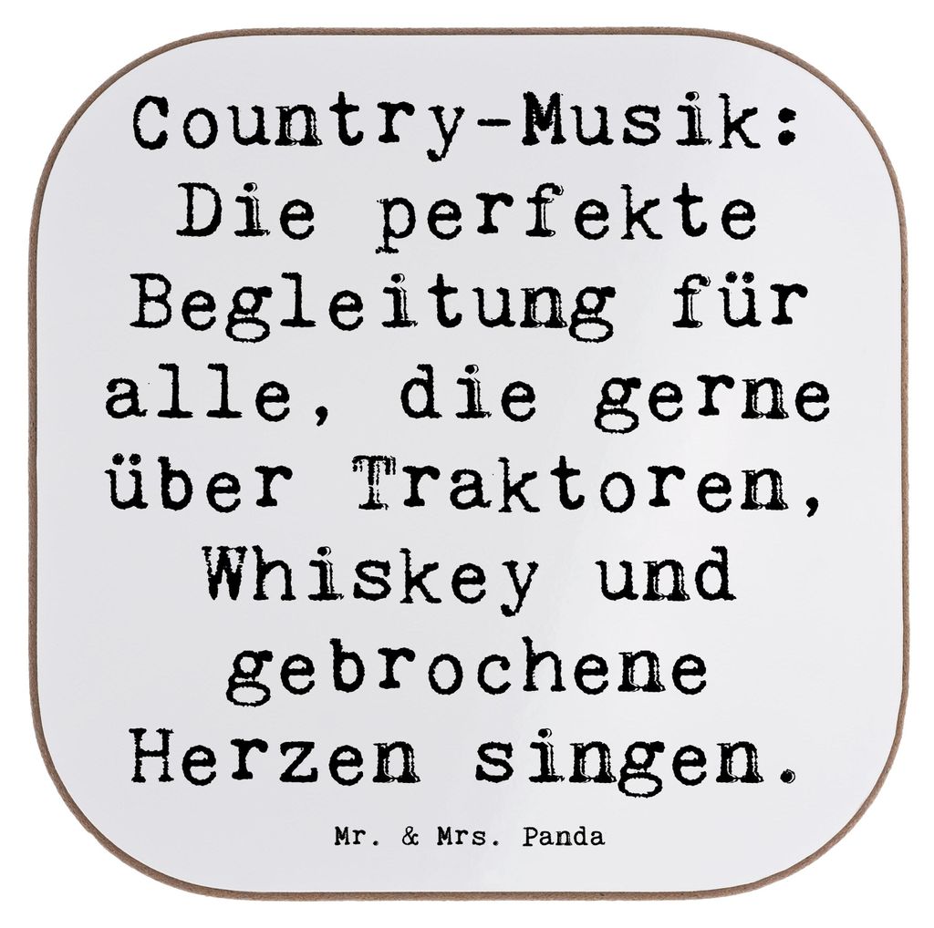 Mr. & Mrs. Panda Tassen Untersetzer Spruch Country-Musik Herzstück - Weiß - Geschenk, Tassenuntersetzer, Tischuntersetzer, für Gläser, gebroche...