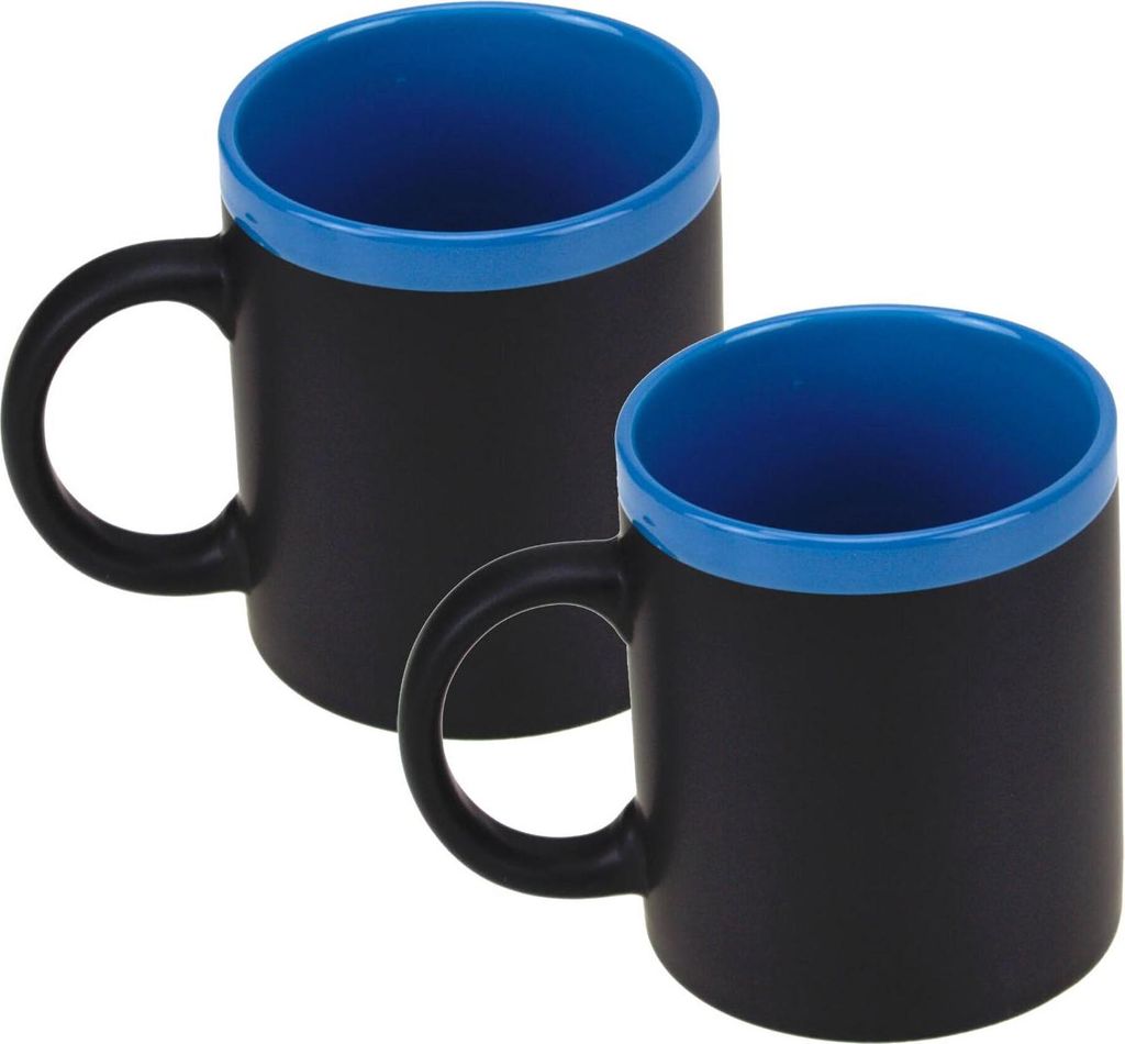 2er Set Memo Kaffee Becher Tasse blau beschreibbar mit Produktbild 