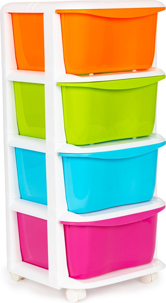 Regał z 4 wysuwanymi szufladami nogi z kółkami ModernHome Zdjęcie produktu 