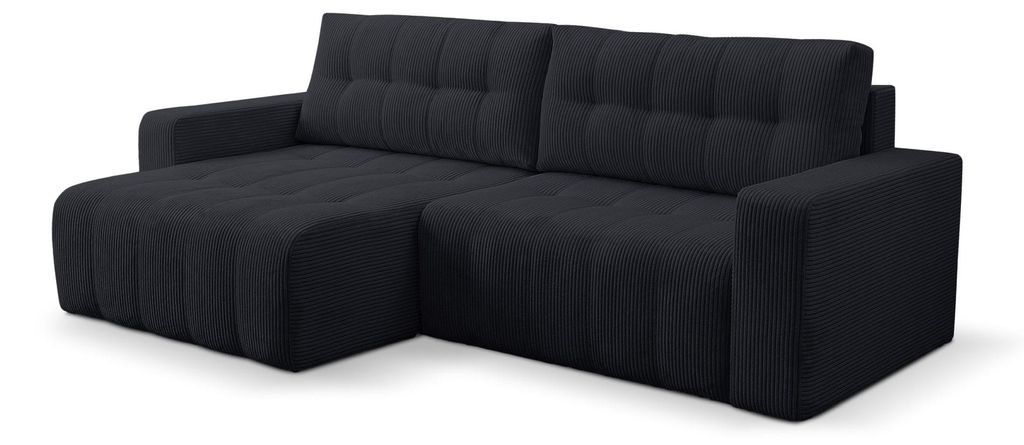 Selsey Maillo – Ecksofa mit Schlaffunktion & Bettkasten, Cord, Universal, Dunkelgrau