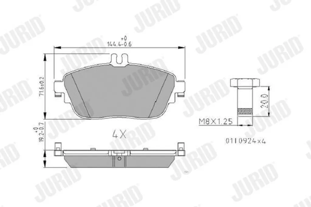 Jeu de plaquettes de frein avant JURID pour Mercedes Classe B W246 242