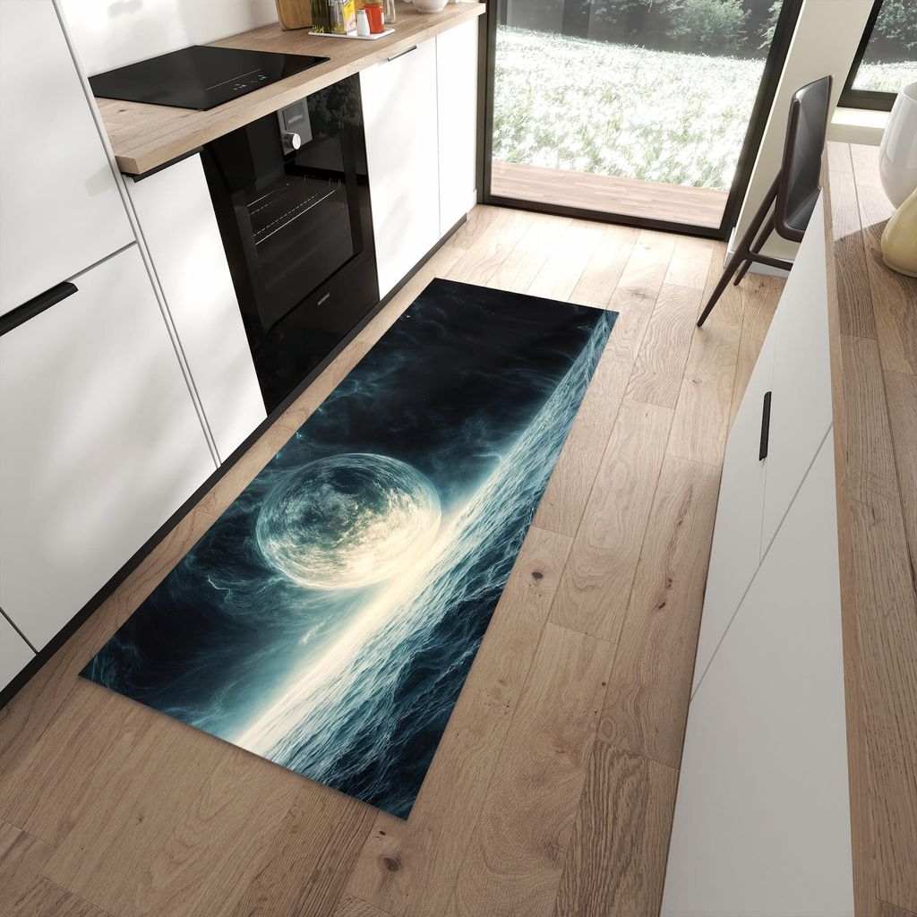 Küchenteppich 80x200cm rutschfest & abwischbar PVC Läufer - Sterne im Kosmos