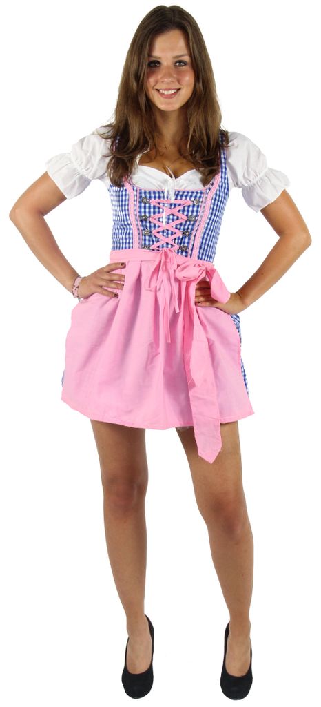 Dirndl für Damen blau/weiß/rosa kariert, Größe:XL Produktbild 