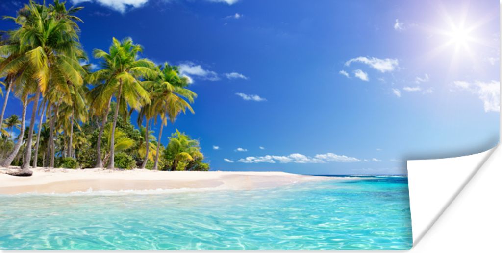 MuchoWow Poster Strand - Meer - Palme - Sonne - Sommer 150x75 cm - ohne Rahmen