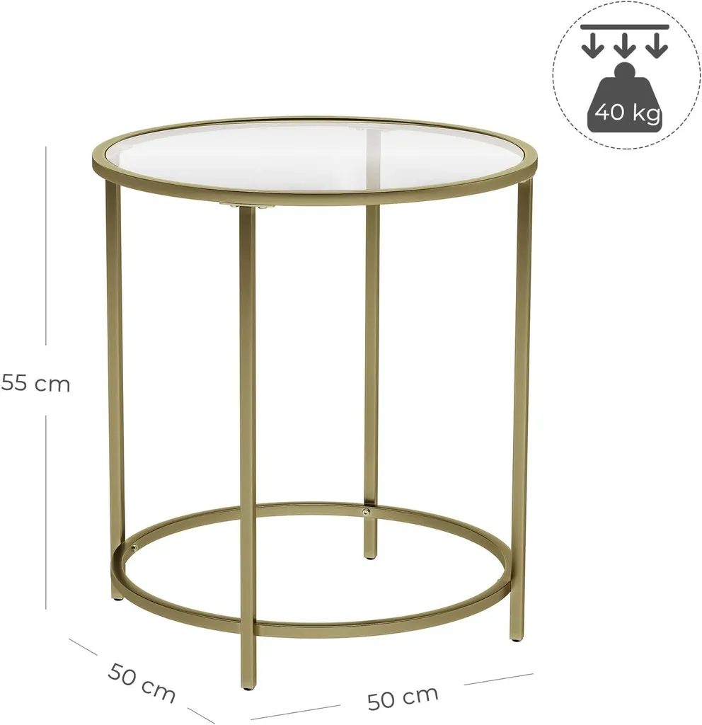 Set 2 Tavolini da Caffè VASAGLE Vetro e Oro: Arredo Moderno Elegante - 2