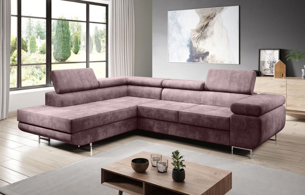 Ecksofa PARASKA L - rosa, linke Ecke
