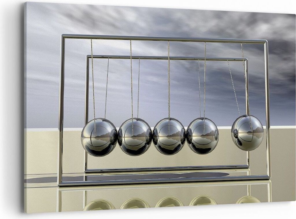 Bild auf Leinwand - Leinwandbild - Chrom Kugeln Wissenschaft - 120x80cm - Wand Bild - Wanddeko - Leinwanddruck - Bilder - Kunstdruck - Wanddekorati...