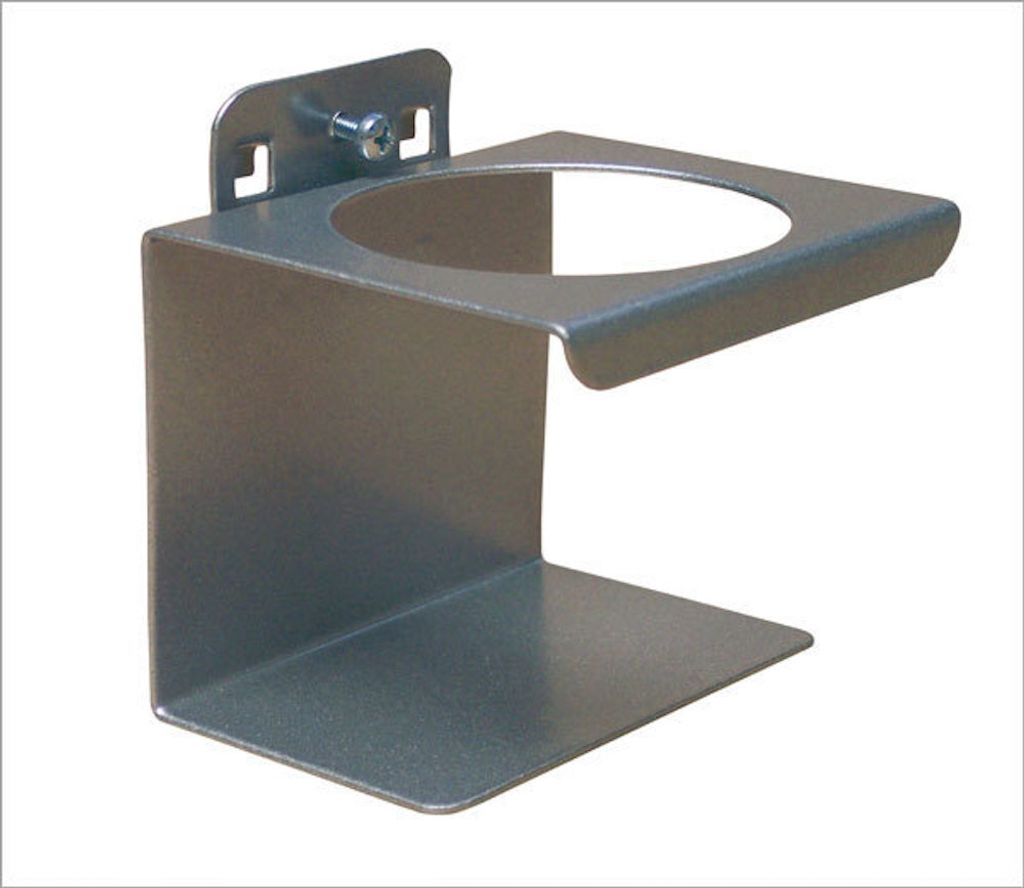 Rund-/Spraydosenhalter 1-fach für Lochplatte | BxØ 10x7cm | Weissaluminium