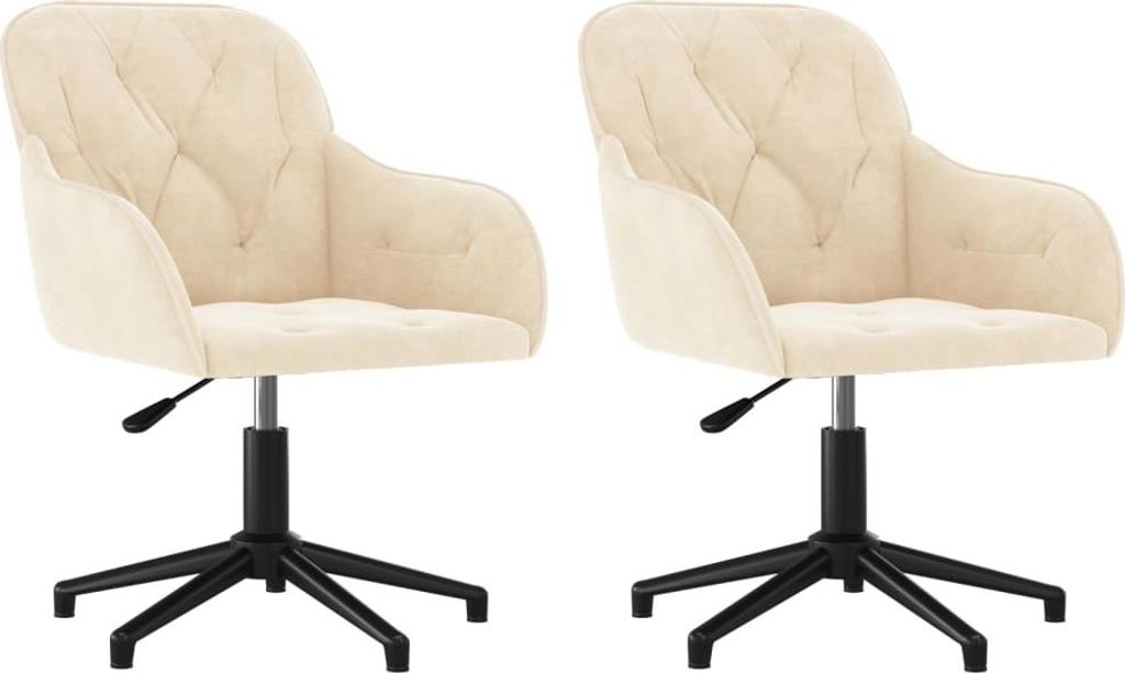 vidaXL Esszimmerstühle 2 Stk. Drehbar Creme Samt
