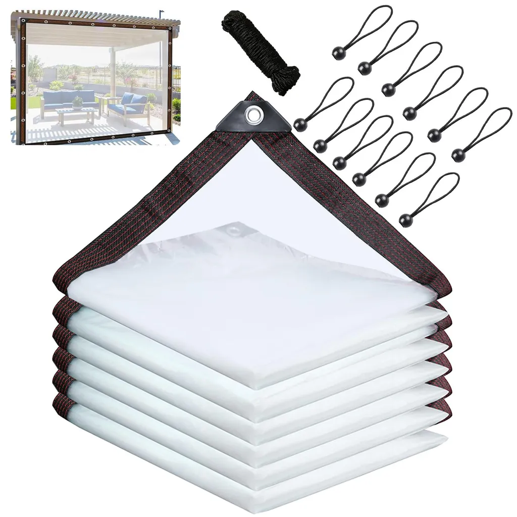 Bâche transparente anti-UV pliable 3x6 m avec œillets d'attache inox