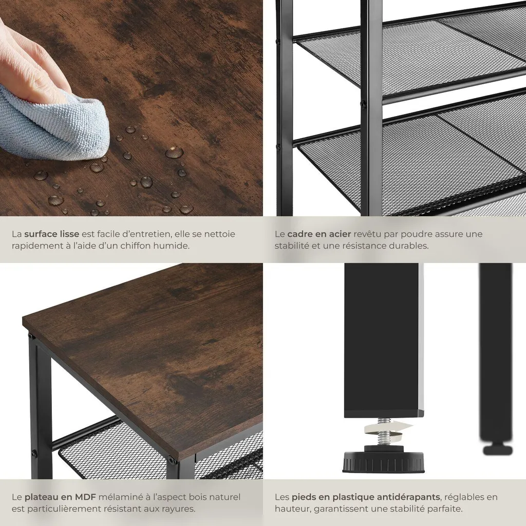 Rangement chaussures pour entrée - Étagère large 100cm style loft chic