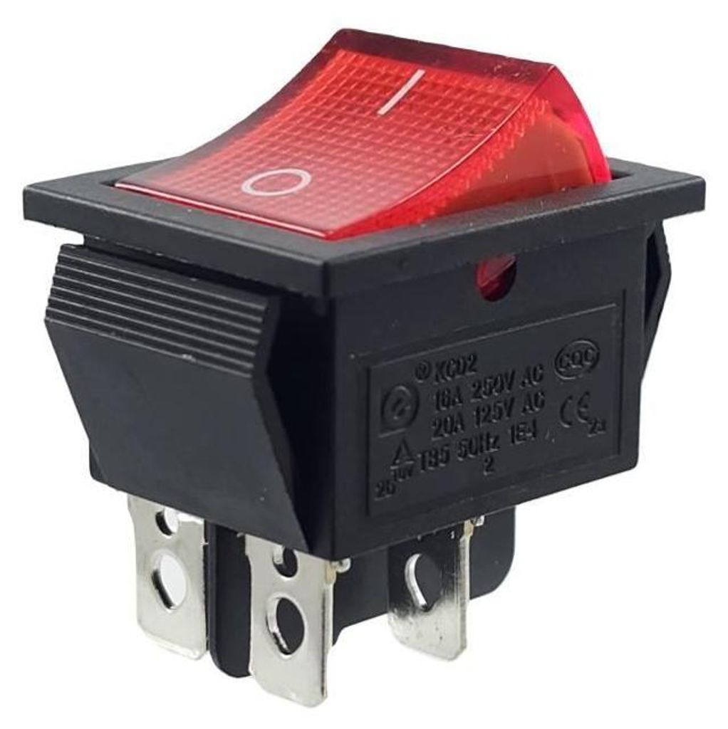 Wippschalter – Nicht spezifiziert – Modell nicht spezifiziert – 2-polig EIN/AUS – Beleuchtet – 16 A 250 V rot