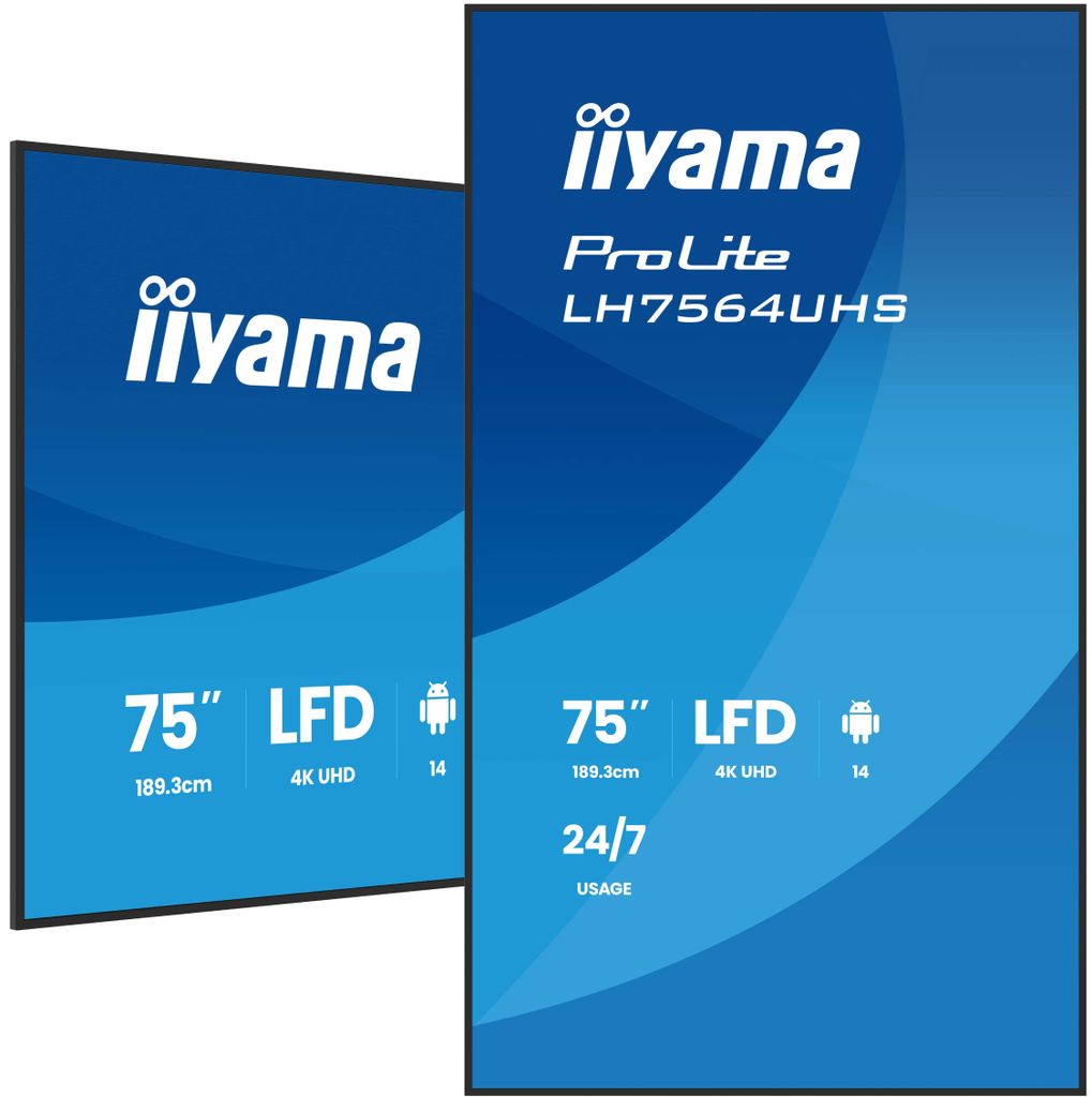 IIYAMA 189.3cm(75") LH7564UHS-B1AG 16:9 2xHDMI+USB-C Immagine del prodotto 