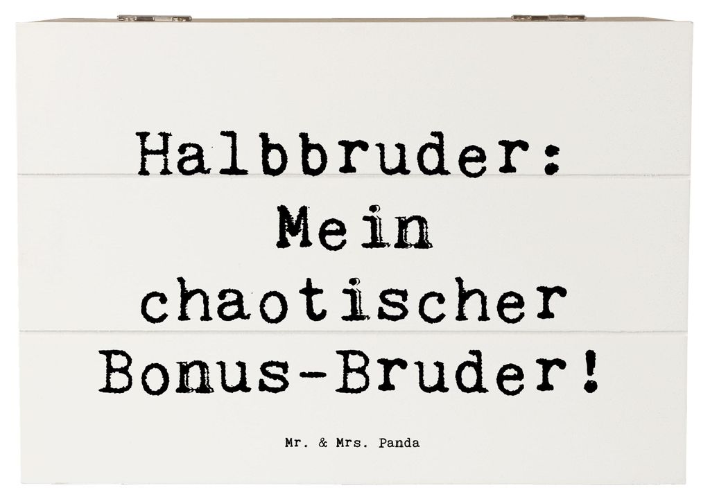 Mr. & Mrs. Panda Box Spruch Halbbruder Chaos 22 x 15 cm - Weiß - Geschenk, Holzkiste mit Deckel, Geschenkbox, fotobox, Geschwister, Weihnachten, F...