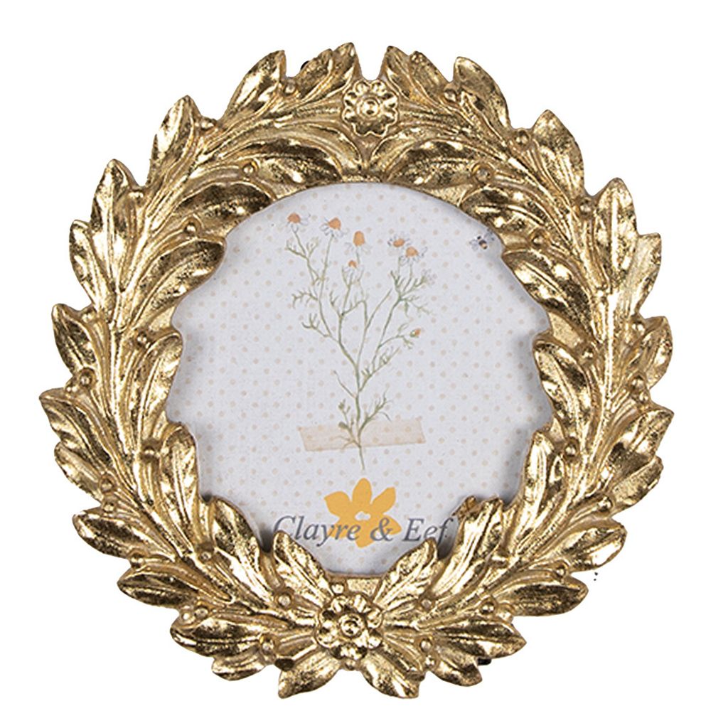 Clayre & Eef Bilderrahmen Ø 8 cm Goldfarbig Polyresin Produktbild 