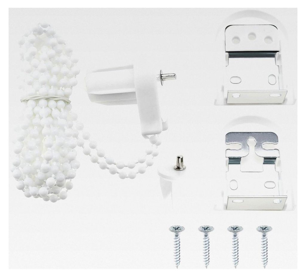 Reparatursatz für 25 mm Rollos, Kunststoff, Klemmträger, Kupplung, Perlenkette, Zubehör für Rollos in Weiß