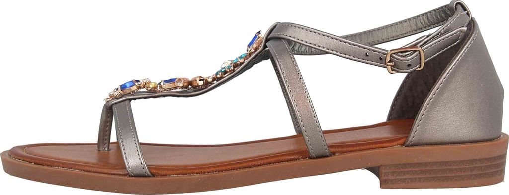 Fitters Footwear Mona Zehentrenner in Übergrößen Silber 2.872477 Pewter große Damenschuhe