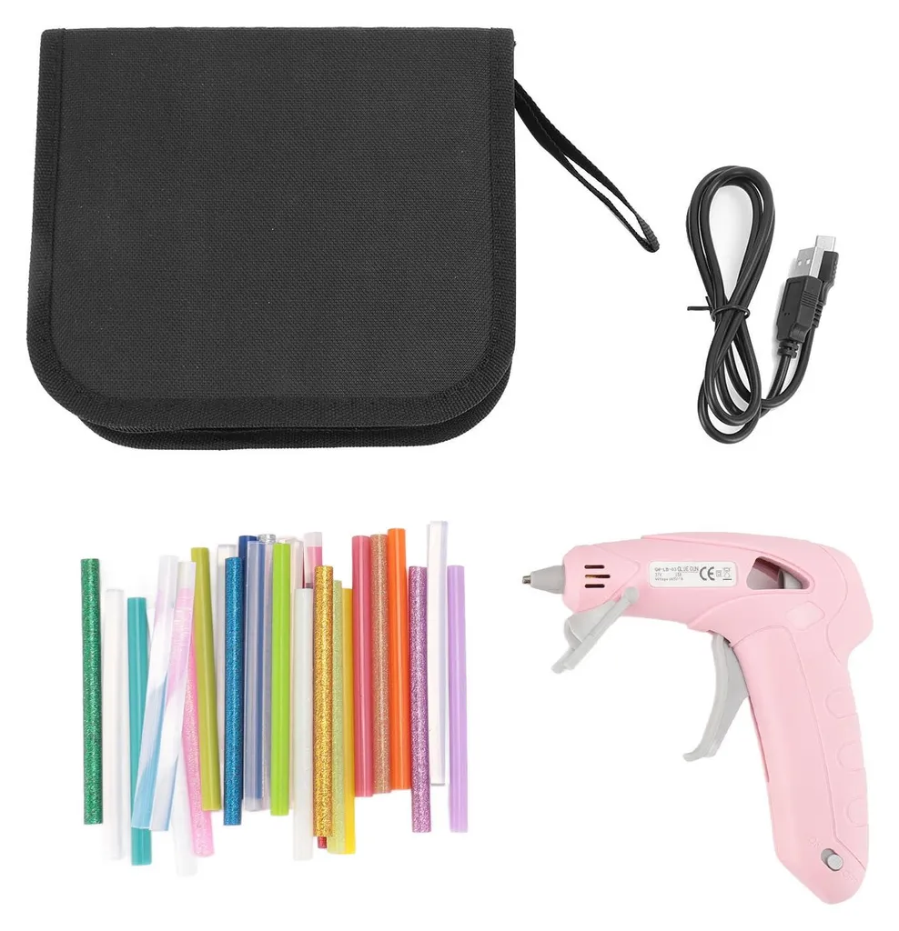 Pistolet à colle chaude pour travaux manuels et DIY sans fil - Rose