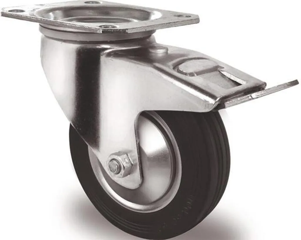 Roulette pivotante forte charge 205 kg avec platine de 135x110mm grise