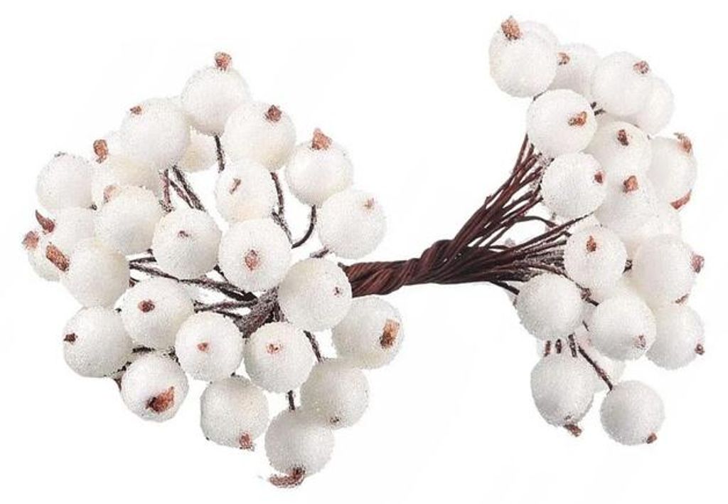 Verk 26084 Weiße, gefrorene Weihnachts-Ebereschenbeeren, 5er-Set