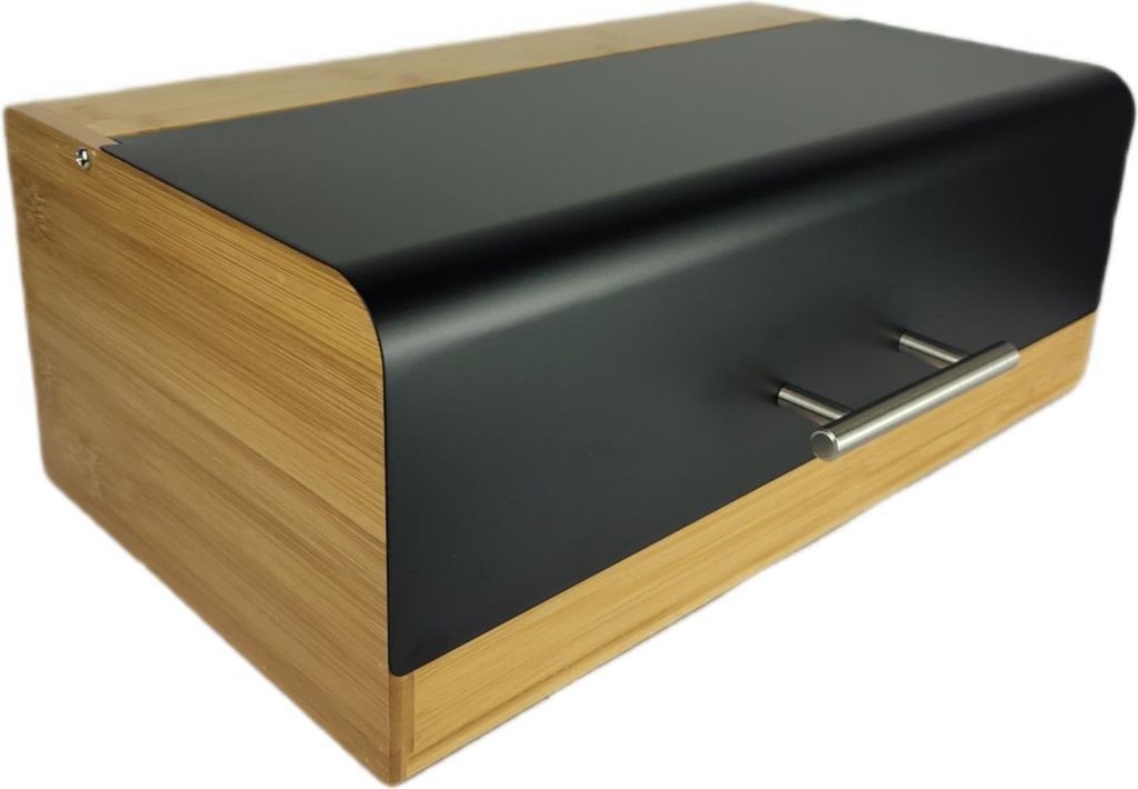 Pane in bambù con coperchio in acciaio nero, design Immagine del prodotto 