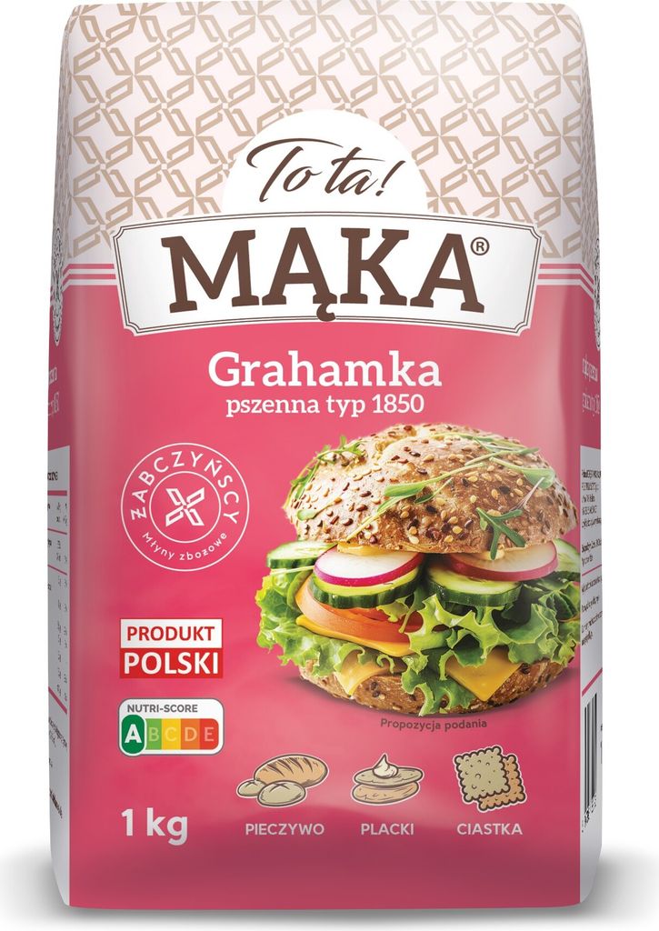 A bag of flour with a sandwich depicted on it.