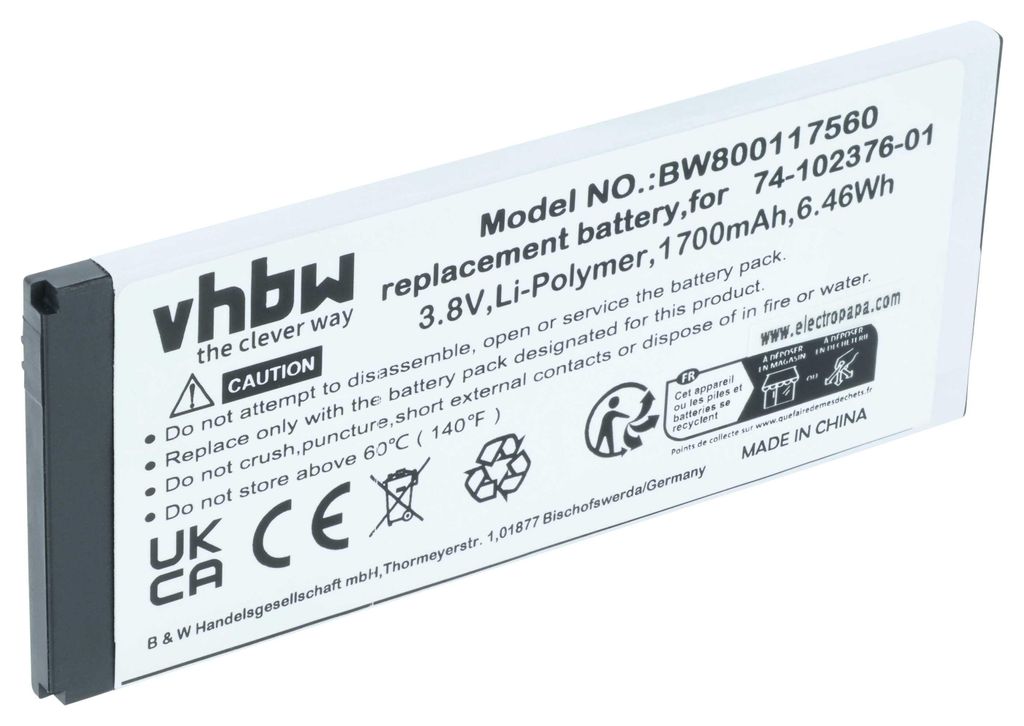vhbw Akku kompatibel mit Cisco 8821, 8800 schnurlos Festnetz Telefon (1700 mAh, 3,8 V, Li-Polymer)