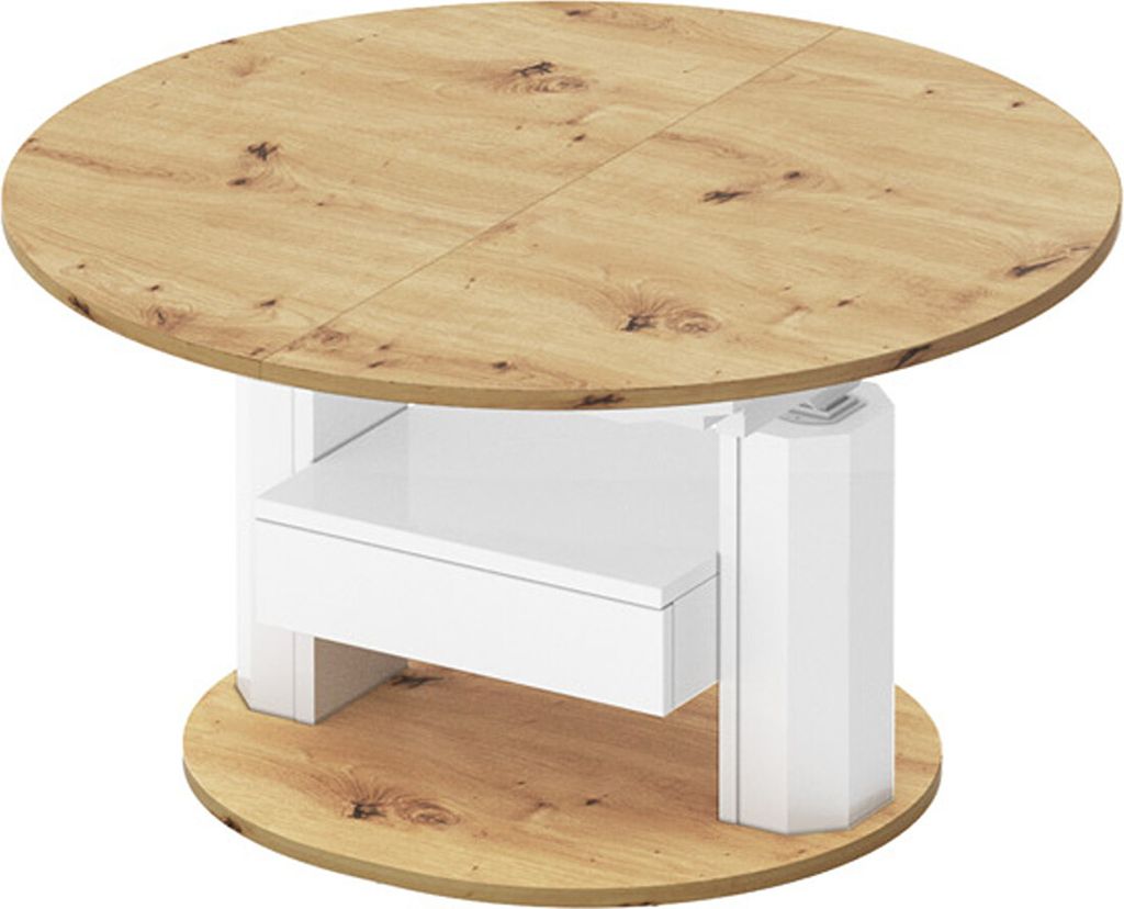 Couchtisch HPM-111 Hochglanz ausziehbar höhenverstellbar mit Schublade