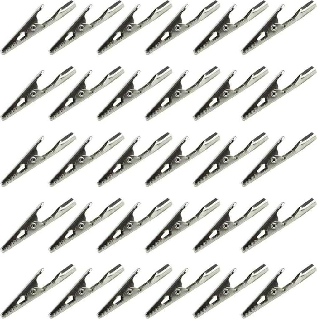 50 Stück elektrische, nicht isolierte Prüf-Krokodilklemmen, 50 x 10 x 5 mm Krokodilklemmen zum Prüfen von Leitungen