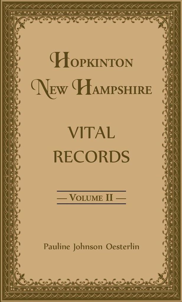 Hopkinton, New Hampshire, Vital Records, Volume 2