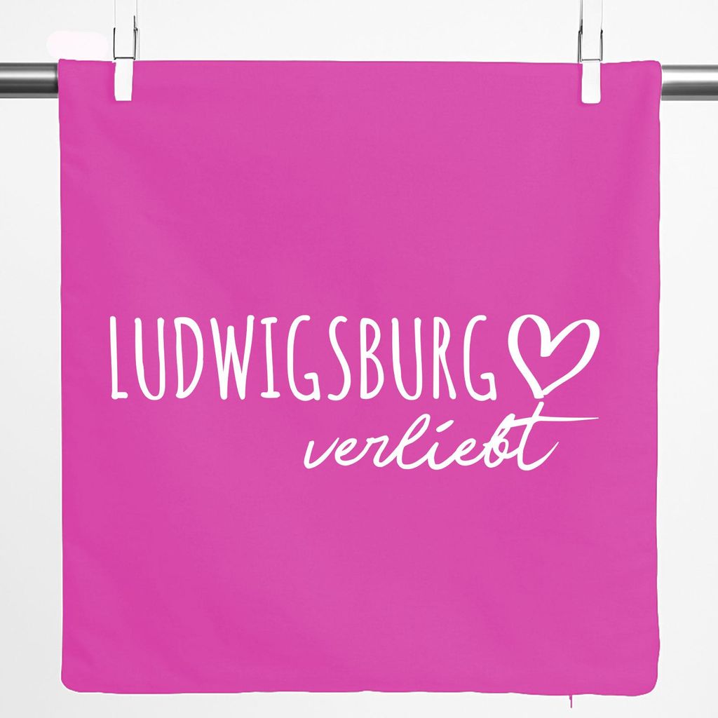 Huuraa Kissenbezug Ludwigsburg verliebt 40x40cm Fuchsia Baumwolle Dekokissenbezug Geschenkidee