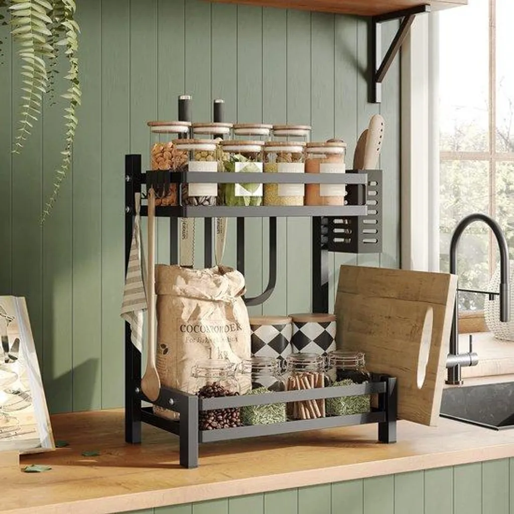 Étagère à épices noire inox : finissez-en avec le désordre en cuisine