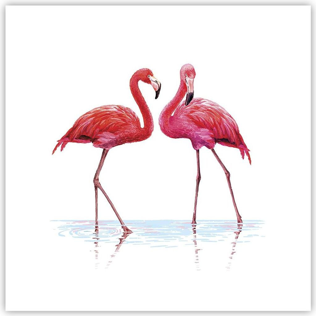 Poster - Poster ohne Rahmen - Flamingos Rosa Paar - 30x30 cm - Wand Bild - Wanddeko - Wandbilder - Kunstposter - Wandposter - Bilder - Kunstdruck -...