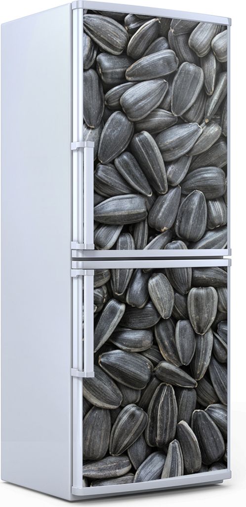 Kühlschrankdekoration 60x180 cm Aufkleber auf dem Kühlschrank - Schwarze Sonnenblumen kerne