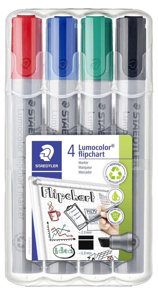 STAEDTLER® 356 B WP4 Flipovermarker Lumocolor, set van 4 Productafbeelding 