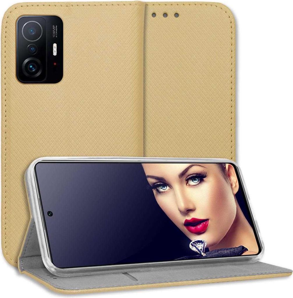 Bookstyle Schutzhülle Klapphülle Schutztasche Etui Cover für Xiaomi 11T (21081111RG), Xiaomi 11T Pro (2107113SG, 6.67'') - Gold