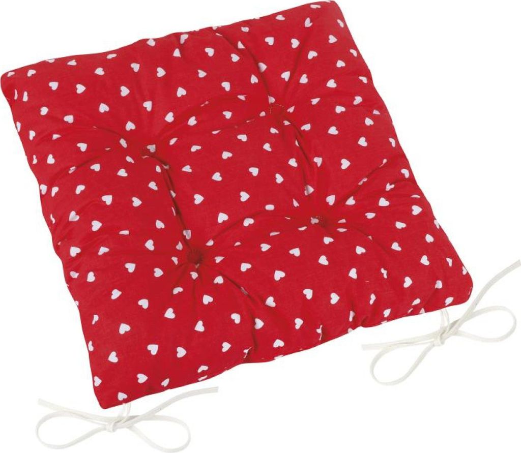 Coussin d'assise matelassé Adéla - 40x40 cm - Rouge,Blanc Image du produit 