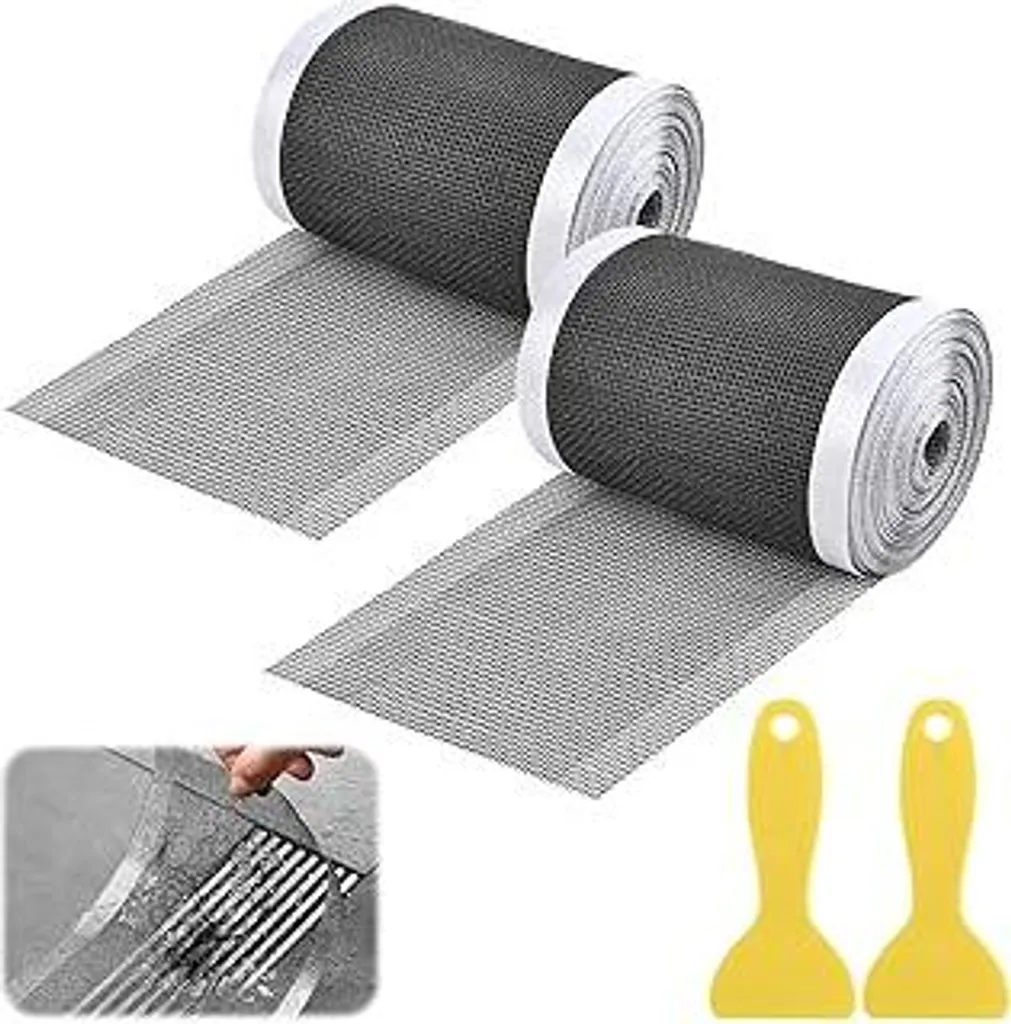 2 pezzi filtro scarico filtro capelli doccia, 10 cm x 10 m adesivo filtro scarico, raccoglitore capelli usa e getta, filtro doccia mesh filtro capelli doccia con spatola in plastica, filtro capelli accessorio domestico per bagno, vasca da bagno, cucina - 1