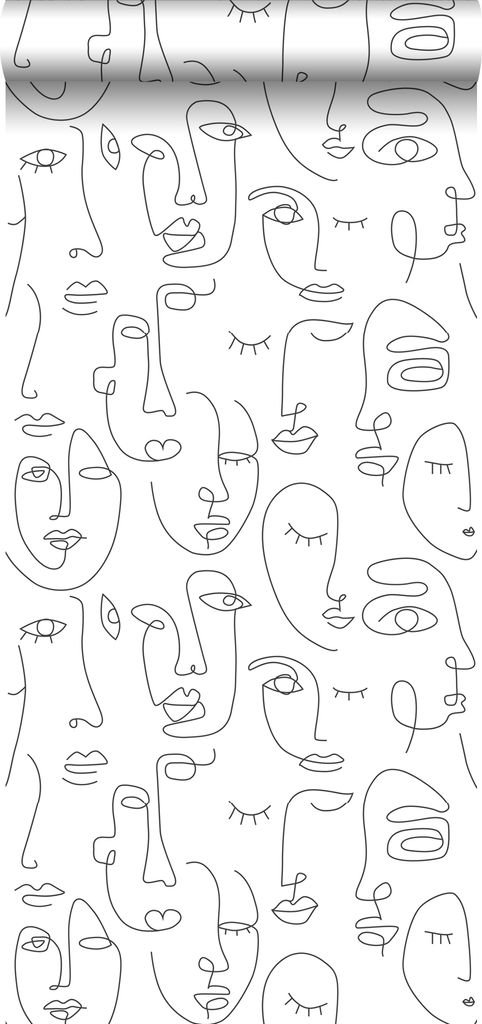 ESTAhome tapety line art faces black and white - 139145 - Obrázek produktu 