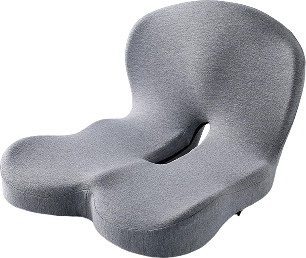 Sitzkissen, rutschfeste Unterseite, druckreduzierende Hüft- und Taillenstütze, Memory Foam, L-förmiges integriertes Bürostuhl-Sitzkissen