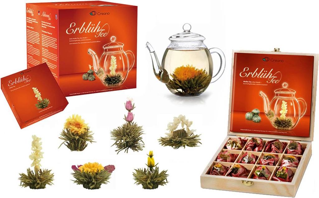 Creano Teeblumen Mix - Geschenkset ErblühTee mit Glaskanne Produktbild 