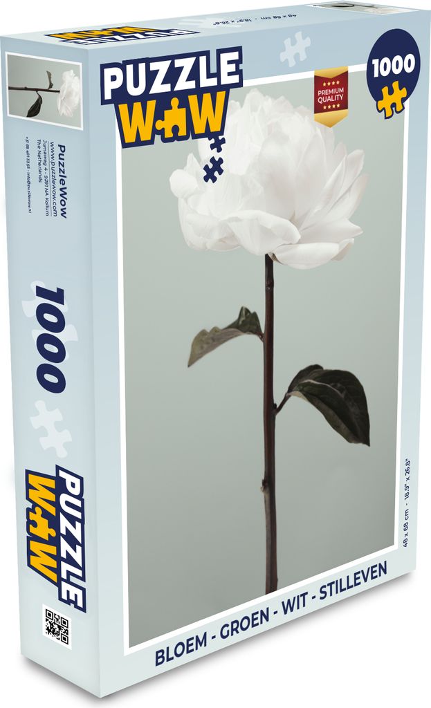 MuchoWow Puzzle 1000 Teile Blumen - Rose - Grün - Weiß - Stilleben - Spielzeug - Alt und Jung - Spiele - Puzzeln
