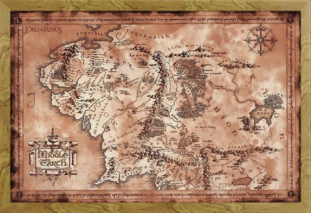 Mappa Terra di Mezzo Poster + Cornice Shinsuke Rovere Edizione Maxi